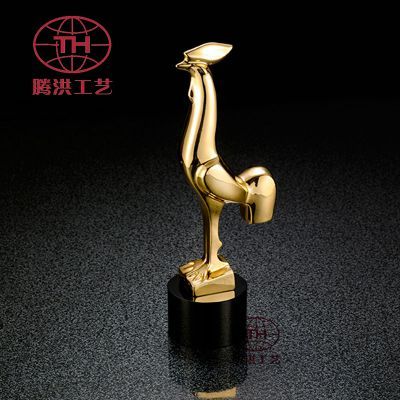 定制金鸡奖杯 金属玫瑰花奖杯 玫瑰金色奖杯金属工艺品制作工厂